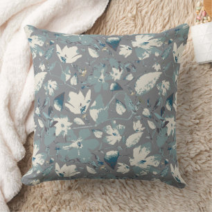 Coussin Floral Blues Fleur Aquarelle Clematis Motif