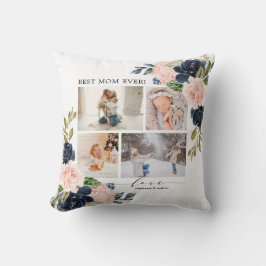 Coussin Floral Blush Navy Best Mom Collage photo