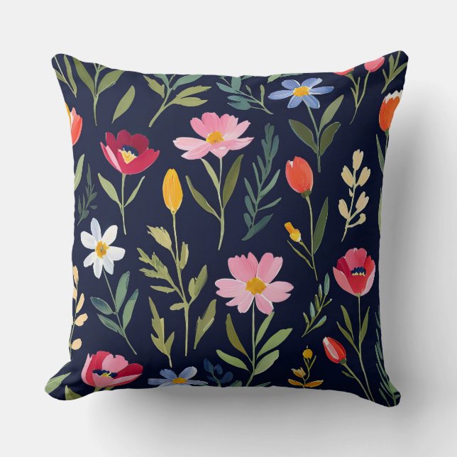 Coussin Floral Boho coloré (Recto)