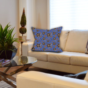 Coussin Floral Brown bleu