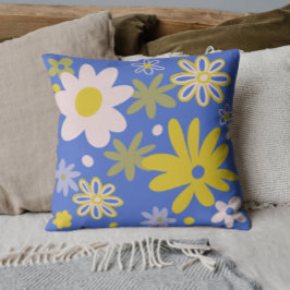 Coussin Floral clair bleu et jaune