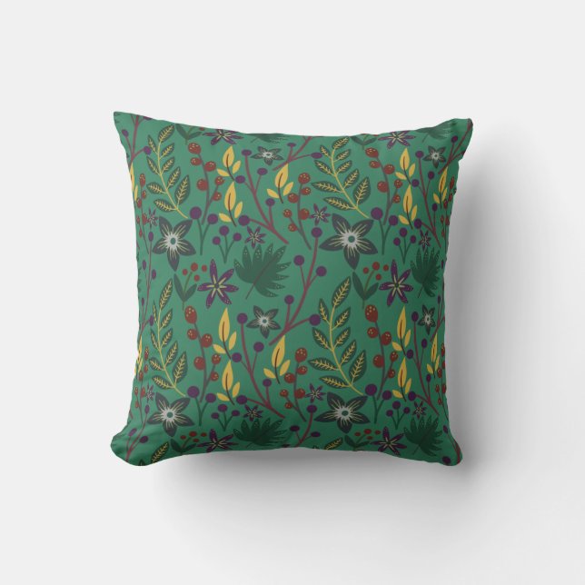 Coussin Floral continu fleurs motif vert arrière - plan (Recto)