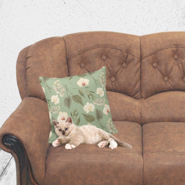 Coussin Floral de Boho moderne à Sage (Créateur téléchargé)