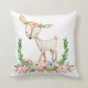 Coussin floral de crèche de bébé de cerfs communs