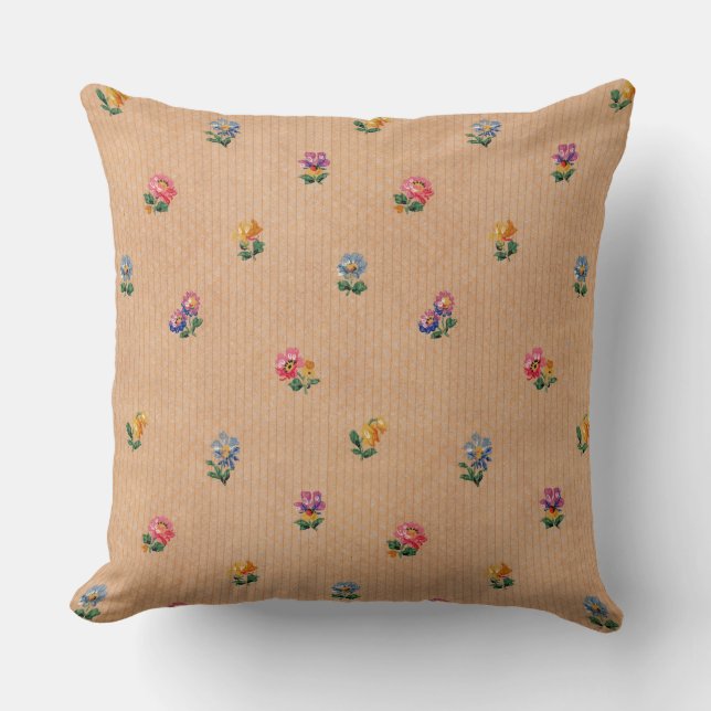 Coussin floral de motif de papier peint français (Recto)