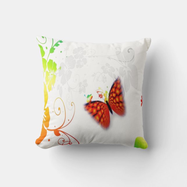 coussin floral de papillon de couleur faite sur (Recto)