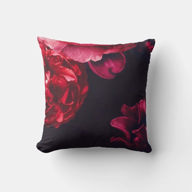 Coussin Floral de rose rouge de Bourgogne (Recto)