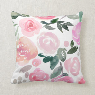 COUSSIN FLORAL DE ROSES D'AQUARELLE DE RESSORT