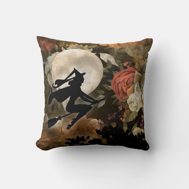 Coussin Floral de sorcière et de lune (Recto)