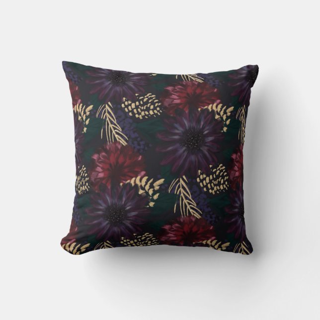 Coussin Floral déprimé, or Pinecone et Noël impeccable (Recto)