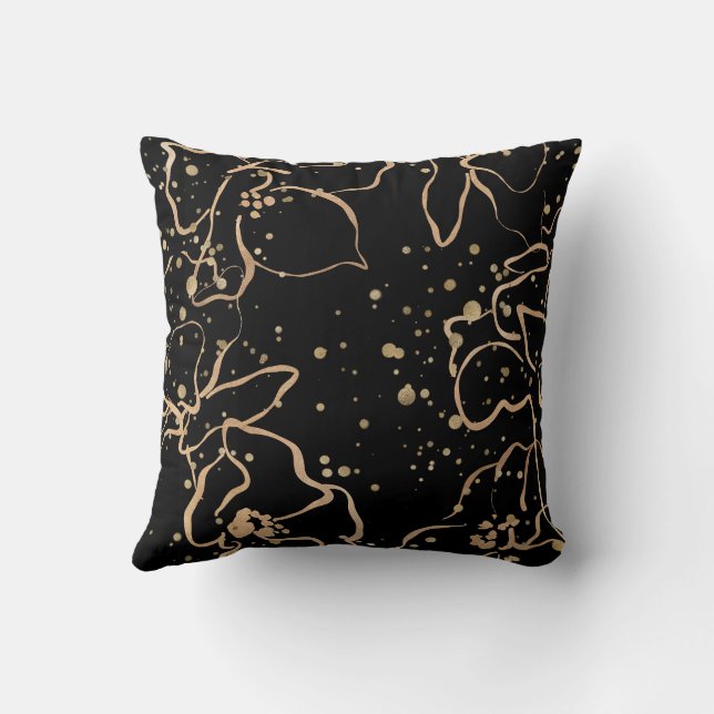 Coussin Floral d'or noir (Verso)