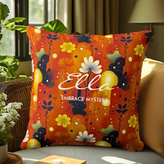 Coussin floral dynamique avec nom personnalisable
