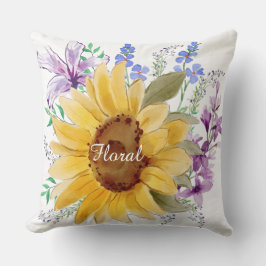 Coussin Floral élégant aquarelle mignonne été décoratif