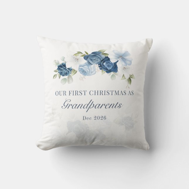 Coussin Floral Eucalyptus Grands-parents 1er Noël (Recto)