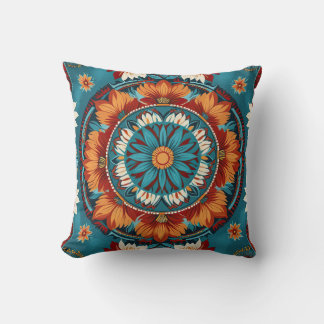 Coussin Floral géométrique d'inspiration autochtone