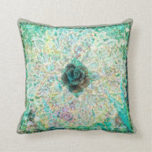Coussin floral géométrique turquoise par Carol