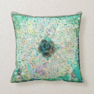 Coussin floral géométrique turquoise par Carol