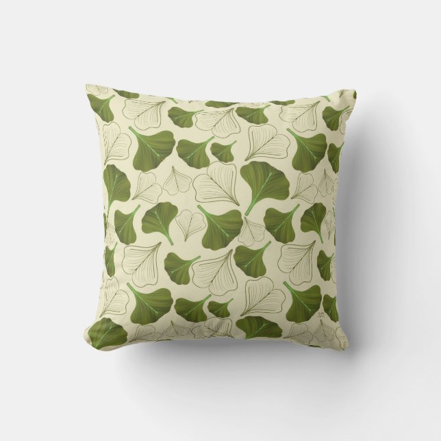 Coussin Floral Gingko Motif feuille (Recto)