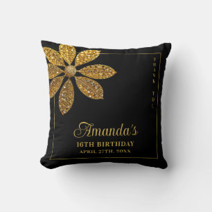 Coussin Floral Gold Parties scintillant Flower Sweet 16 An