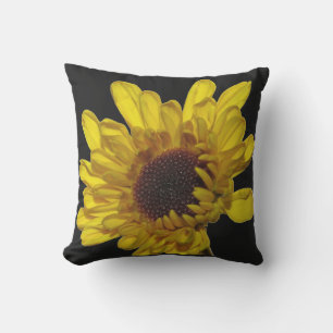 Coussin Floral Golden Jaune Noir Abstrait Artsy Personnali