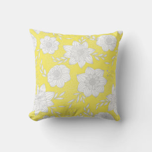 Coussin Floral gris jaune moderne