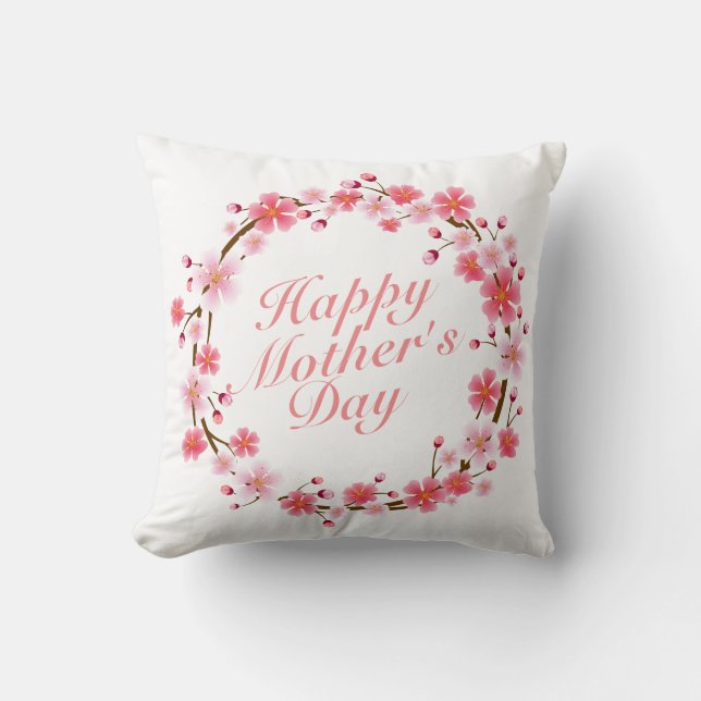 Coussin floral heureux élégant de la guirlande | (Recto)