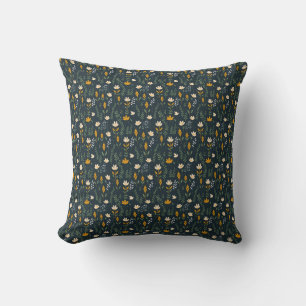 Coussin Floral incomparable en jaune, orange et blanc