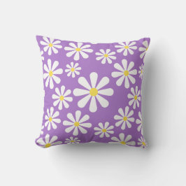 Coussin Floral jaune blanc pourpre de marguerite folle