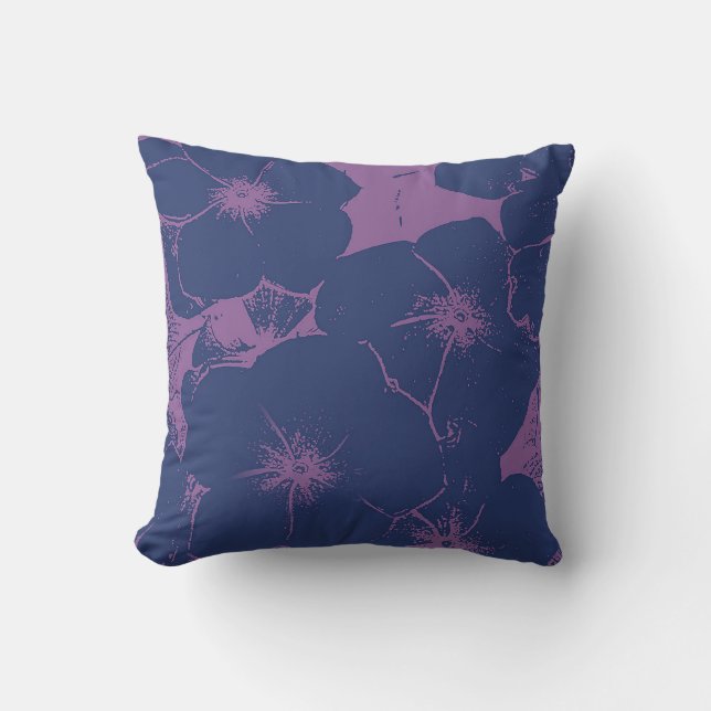 Coussin Floral mauve bleu de motif (Recto)