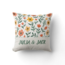 Coussin Floral Moderne Personnalisé - Ajoutez Votr