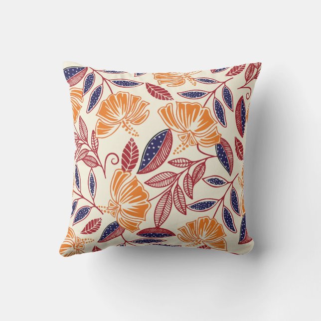 Coussin Floral Orange Tropical Exotique (Verso)