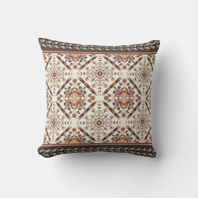 Coussin Floral Oriental Motif ethnique (Recto)
