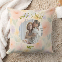 Coussin floral personnalisé "World's Best Mom"