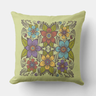 Coussin Floral rétro coloré