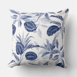 Coussin floral réversible marine/noir