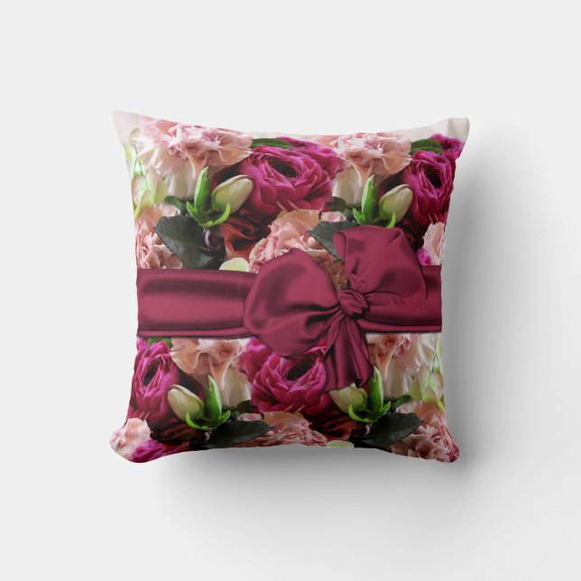 Coussin floral rose élégant (Recto)