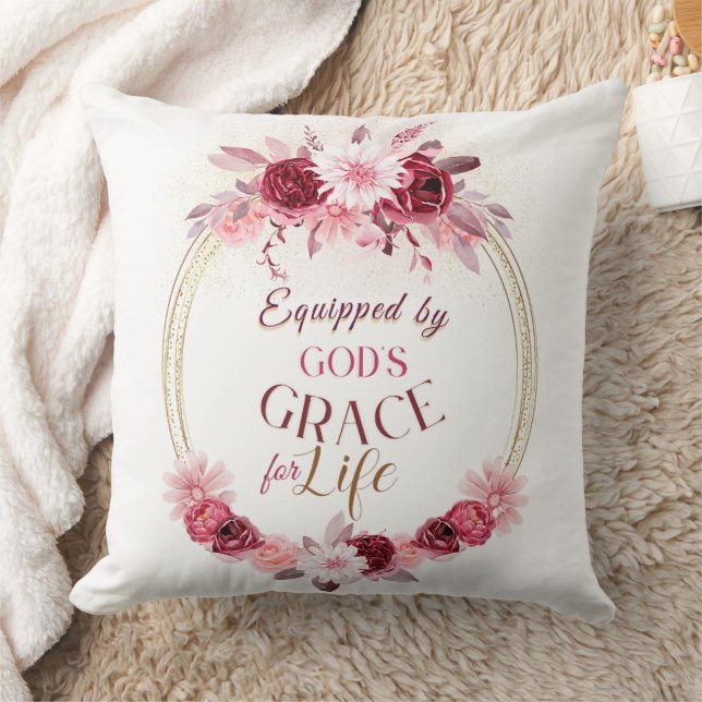 Coussin Floral rose Équipé par Dieux Grace Inspirational (Couverture)