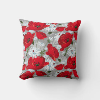 Coussin Floral rouge et blanc