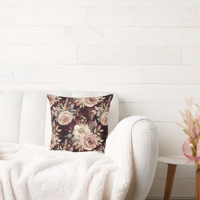 Coussin Floral roux de Bourgogne (Canapé)