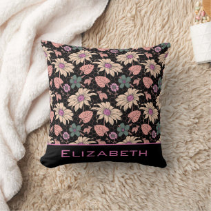 Coussin Floral sans couture motif coloré nom personnalisé