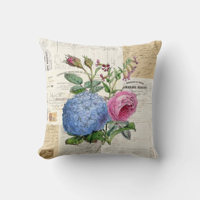 Coussin floral vintage de Français (Recto)