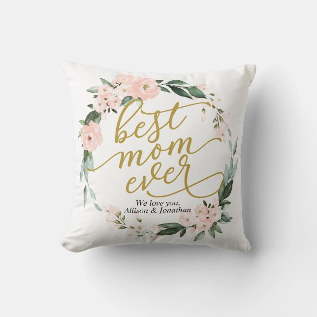 Coussin Floral Wreath Meilleure Maman Jour des mères (Recto)