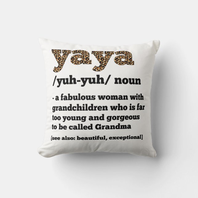 Coussin Floral Yaya Définition Grand-mère Fête des mères G (Recto)