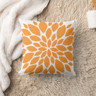 Coussin Florale orange et blanche