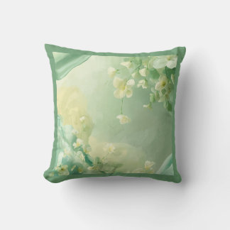 Coussin Florales de sauge douce et de vert de menthe rêveu