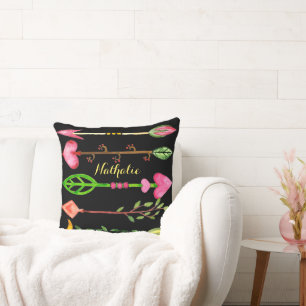 Coussin Flore aquarelle florale flèches d'amour