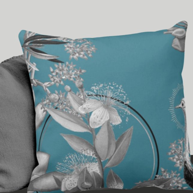 Coussin Flore Artistique Turquoise Design Jeu d'oreiller (Créateur téléchargé)