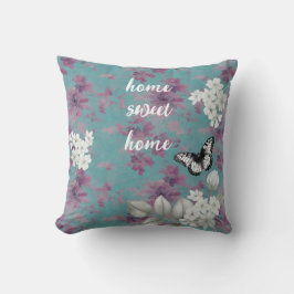 Coussin Flore blanche et violette élégante