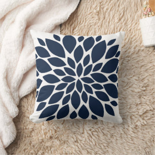 Coussin Flore bleue et blanche de la Marine