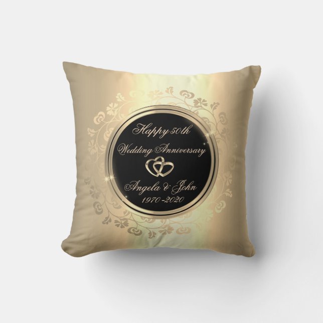 Coussin Flore d'or tournoie 50e anniversaire Mariage (Recto)